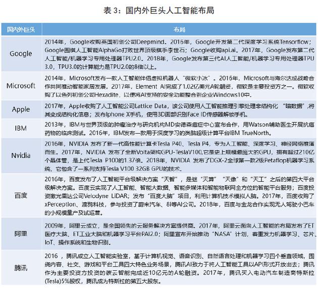 国内外人工智能巨头布局